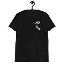 Load image into Gallery viewer, DIVIDED goth black T shirt with vintage victorian style girl split in two  aesthetic style unique fashion design top  logo
