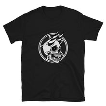Load image into Gallery viewer, THE SUMMONING goth halloween black T shirt showing  horned skull and pentagram design in occult gothic  fahion style
