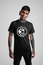 Load image into Gallery viewer, THE SUMMONING goth halloween black T shirt showing  horned skull and pentagram design in occult gothic style
