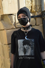 Załaduj obraz do przeglądarki galerii, goth girl wearing black  vintage t-shirt  with movie picture from film Les Vampires
